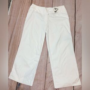 Women’s White House Black Market Size 10 White Cropped Wide Leg Pants